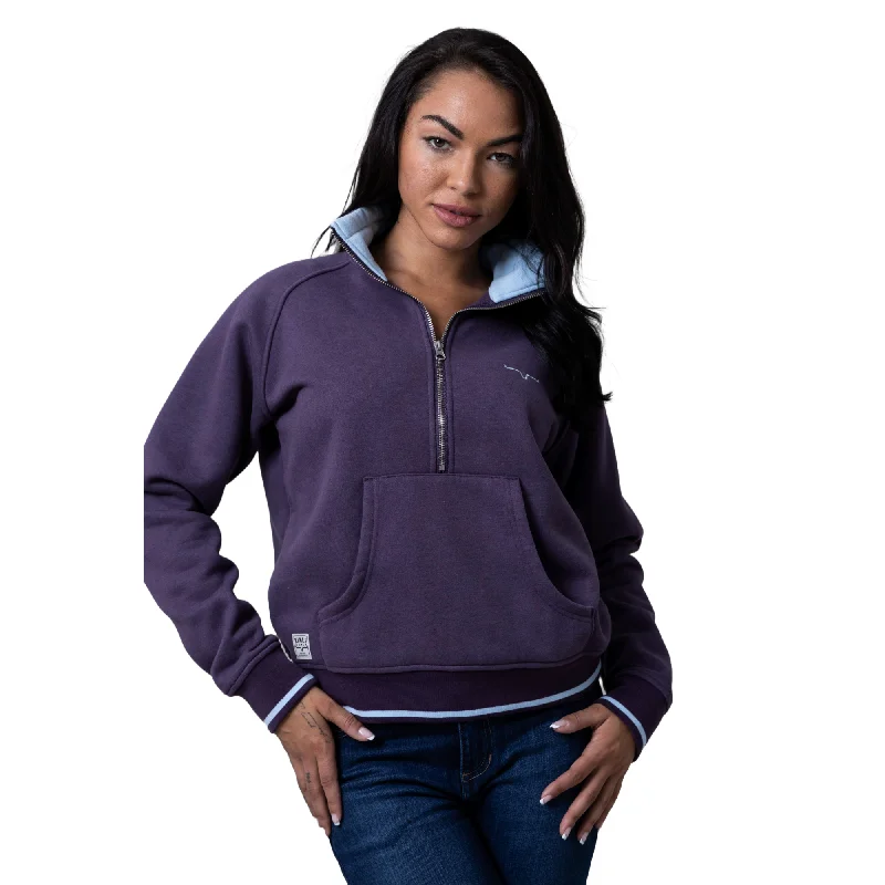 Kimes Ranch Ladies Malta Cropped Quarter Zip Plum Sweatshirt WSW0000007-PL