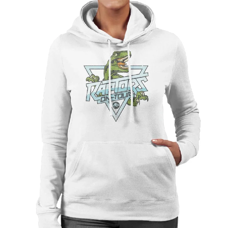 Jurassic Park Raptors On Tour Rock Text Women's Hooded Sweatshirt