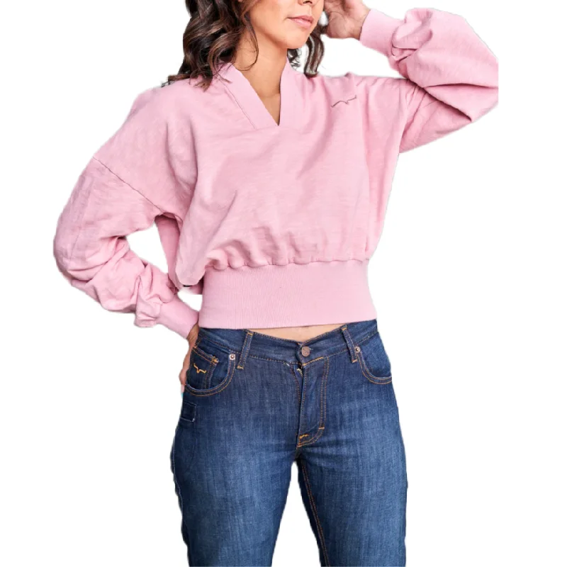 Kimes Ranch Ladies Dewey V Neck Rose Pullover Shirt DEW-ROSE