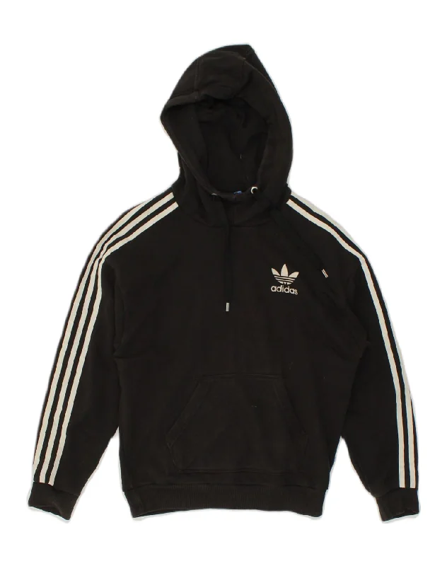 ADIDAS Womens Loose Fit Hoodie Jumper UK 8 Small  Black Cotton