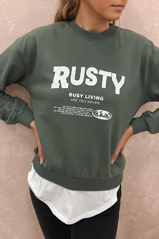 Busy Living Relaxed Crew Fleece Dusty Teal