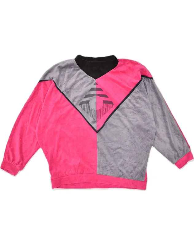 C&A Womens Sweatshirt Jumper IT 40/42 Small Pink Colourblock Cotton