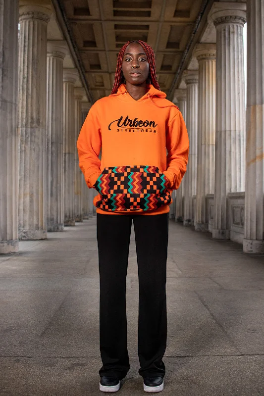 Women Kente Hoodie in Sunflower Orange