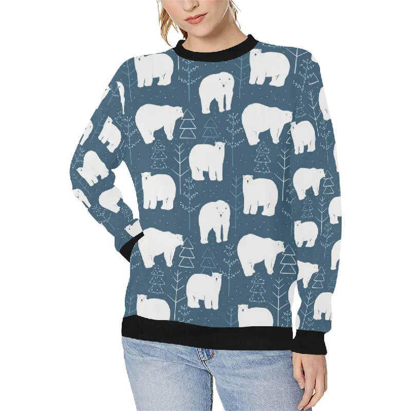 polar bear mother her child pattern Women's Crew Neck Sweatshirt