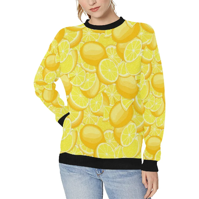 lemon pattern Women's Crew Neck Sweatshirt