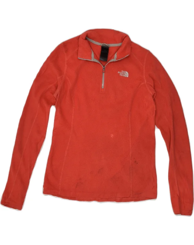 THE NORTH FACE Womens Zip Neck Fleece Jumper UK 8 Small Red Polyester