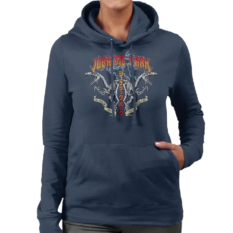 Jurassic Park Rock Band Lightning Raptor Symmetry Women's Hooded Sweatshirt