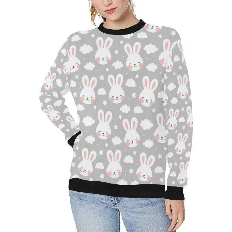 Rabbit cloud Pattern Women's Crew Neck Sweatshirt