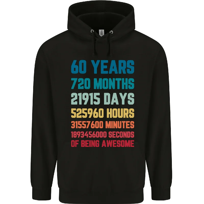 60th Birthday 60 Year Old Mens 80% Cotton Hoodie