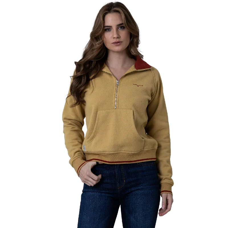 Kimes Ranch Ladies Malta Cropped Quarter Zip Maize Sweatshirt WSW0000007-MZ