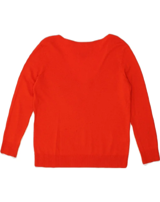 REISS Womens V-Neck Jumper Sweater UK 8 Small Orange Viscose