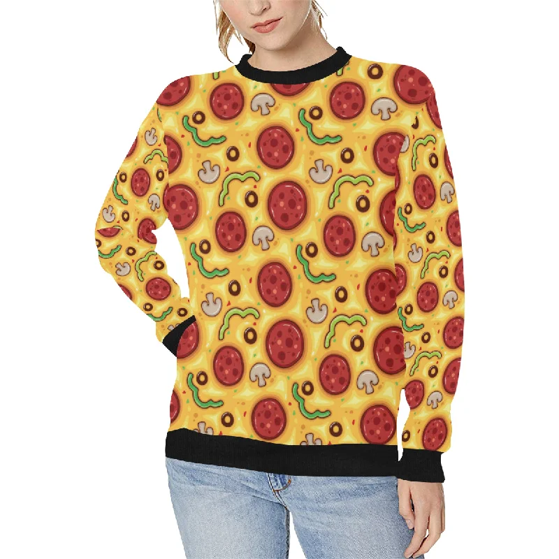 Pizza texture pattern Women's Crew Neck Sweatshirt