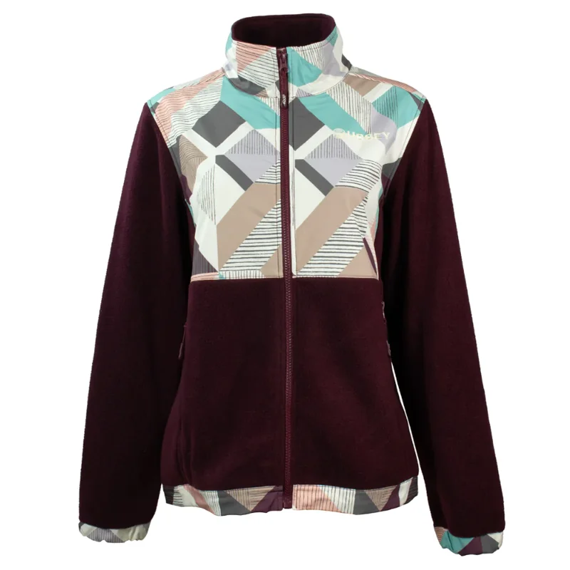 Hooey® Ladies Geometric Burgundy Fleece Tech Jacket HJ101BUPR