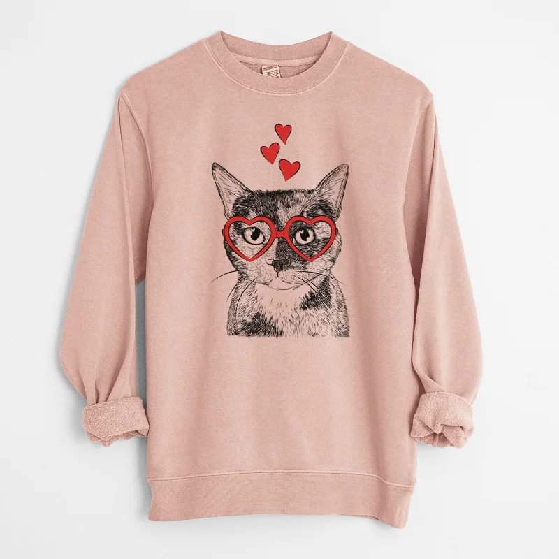 Valentine Spooky Kitty the Tortoiseshell Cat - Unisex Pigment Dyed Crew Sweatshirt