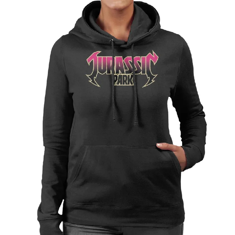 Jurassic Park Pink Gradient Rock Inspired Logo Women's Hooded Sweatshirt