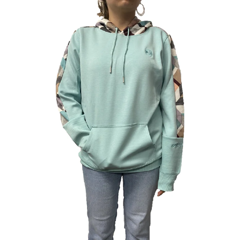 Hooey® Ladies Canyon Etched Tile Print Turquoise Hoodie HH1199TQ