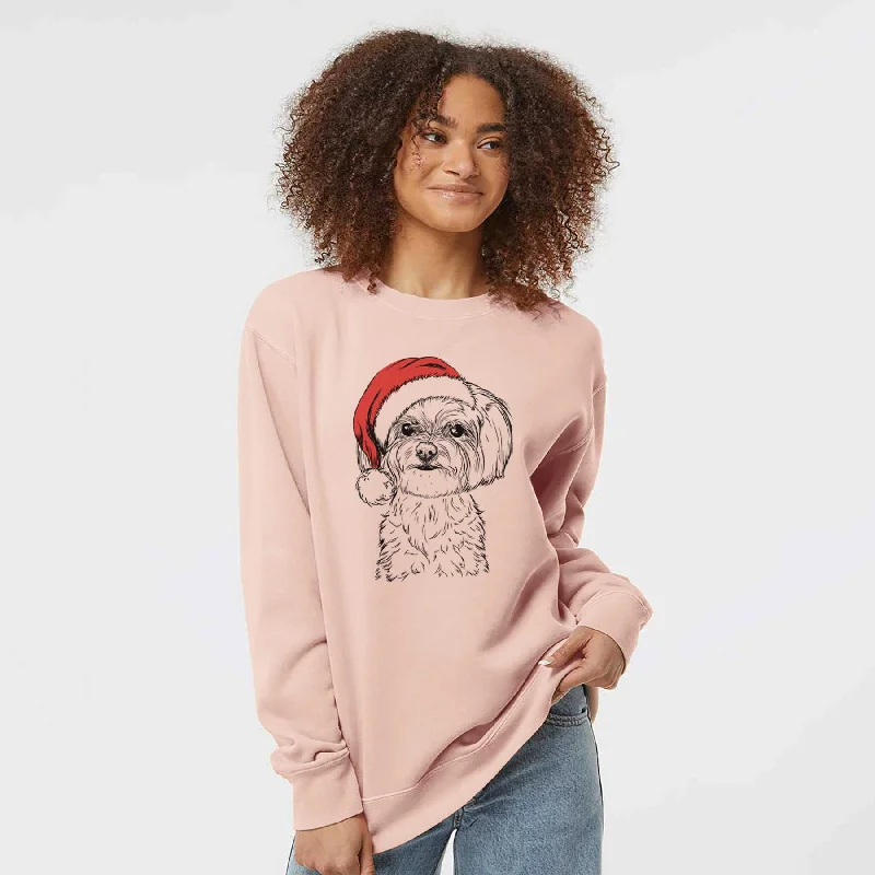 Santa Willow the Maltese - Unisex Pigment Dyed Crew Sweatshirt