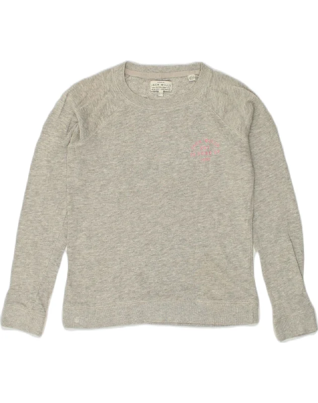 JACK WILLS Womens Sweatshirt Jumper UK 10 Small  Grey Cotton