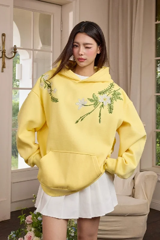 Floral Embroidery Oversized Hoodie