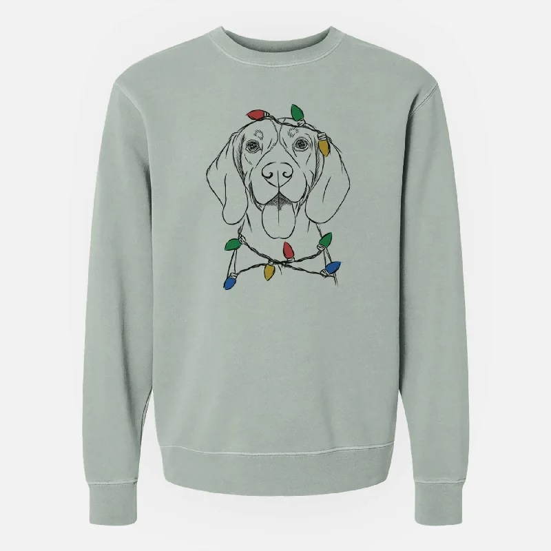 Christmas Lights Bogie the Beagle - Unisex Pigment Dyed Crew Sweatshirt