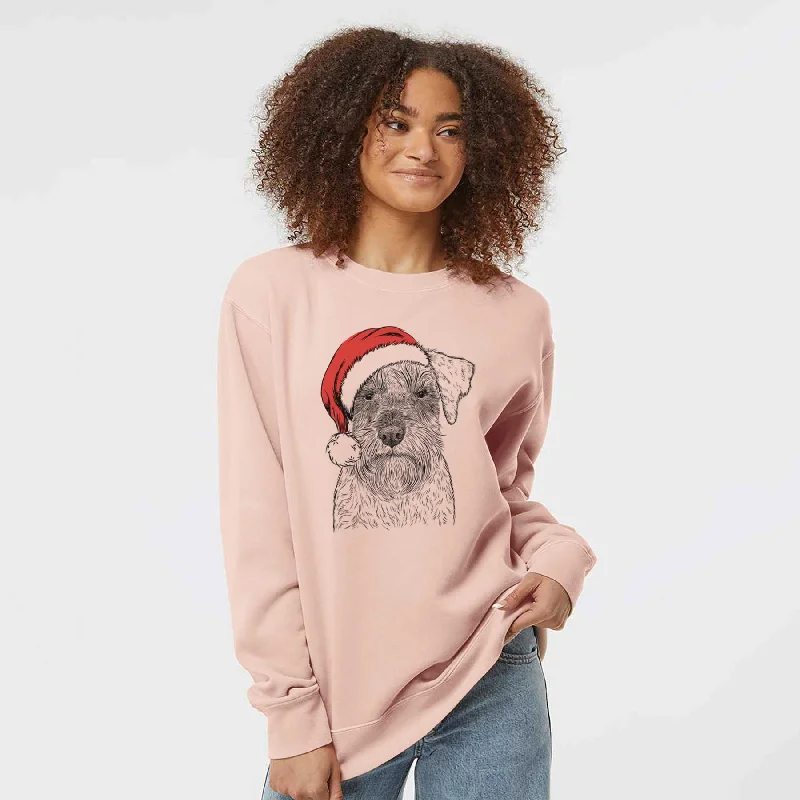 Santa Smokey the Miniature Schnauzer - Unisex Pigment Dyed Crew Sweatshirt